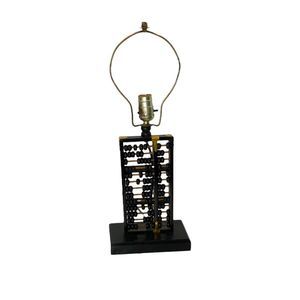 Lotus Flower Brand Accent Lamp Abacus Mid Century Wood Brass Corded Electric